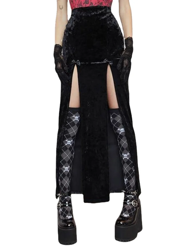 2022 Vintage Black Velvet Split Skirts Gothic Y2k Aesthetic Sexy High Waist Bow Bodycon Long Skirt E Girl Punk Partywear Clothes
2022 Vintage Black Velvet Split Skirts Gothic Y2k Aesthetic Sexy High Waist Bow Bodycon Long Skirt E Girl Punk Partywear Clothes