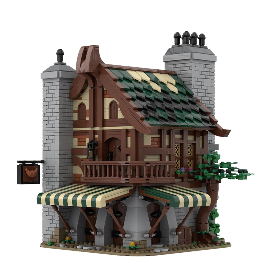 1962pcs/set MOC-85318 Medieval Bakery Shaped Designed and Licensed by peter.keith Compatible with 21325 Blacksmith Shop 
1962pcs/set MOC-85318 Medieval Bakery Shaped Designed and Licensed by peter.keith Compatible with 21325 Blacksmith Shop