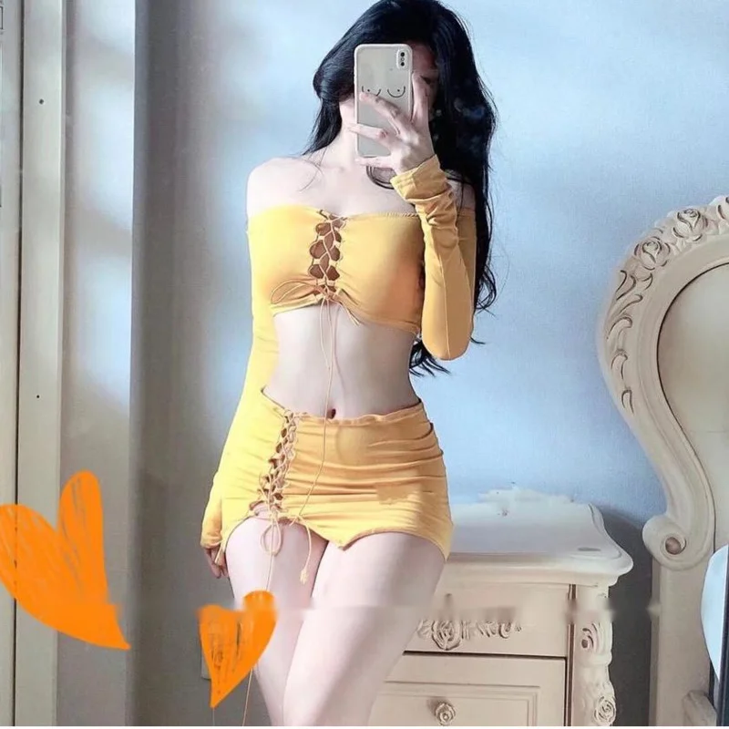 WOMENGAGA Bandage Lace Up Long Sleeve Top T Shirt+high Waist Mini Skirt Suit Women Boho Hot Sexy Korean Women Two Piece Set 55SG
WOMENGAGA Bandage Lace Up Long Sleeve Top T Shirt+high Waist Mini Skirt Suit Women Boho Hot Sexy Korean Women Two Piece Set 55SG