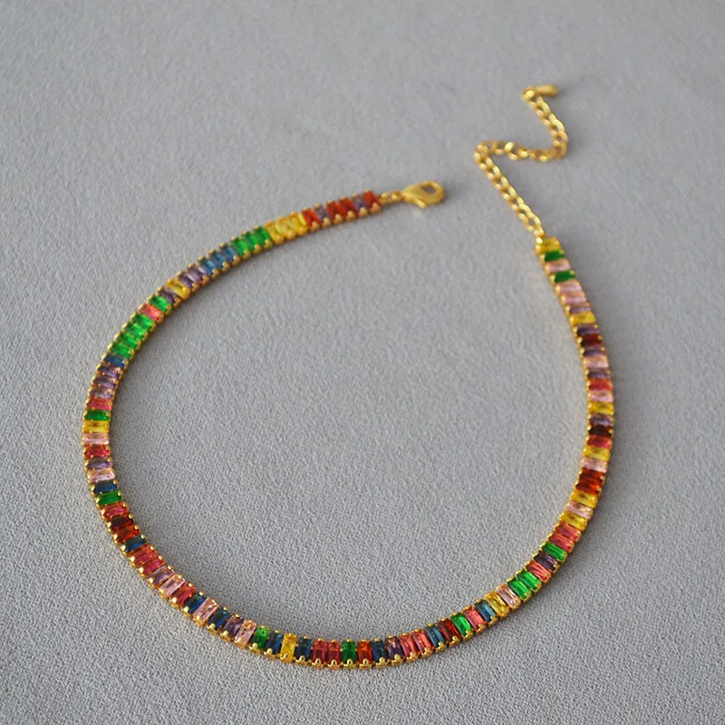 BK Studio Irregular Rainbow Color ChokerBeautiful Rectangular Glittering Zirconia Diamond Sweet Cool Fashion Short Necklace
BK Studio Irregular Rainbow Color ChokerBeautiful Rectangular Glittering Zirconia Diamond Sweet Cool Fashion Short Necklace
