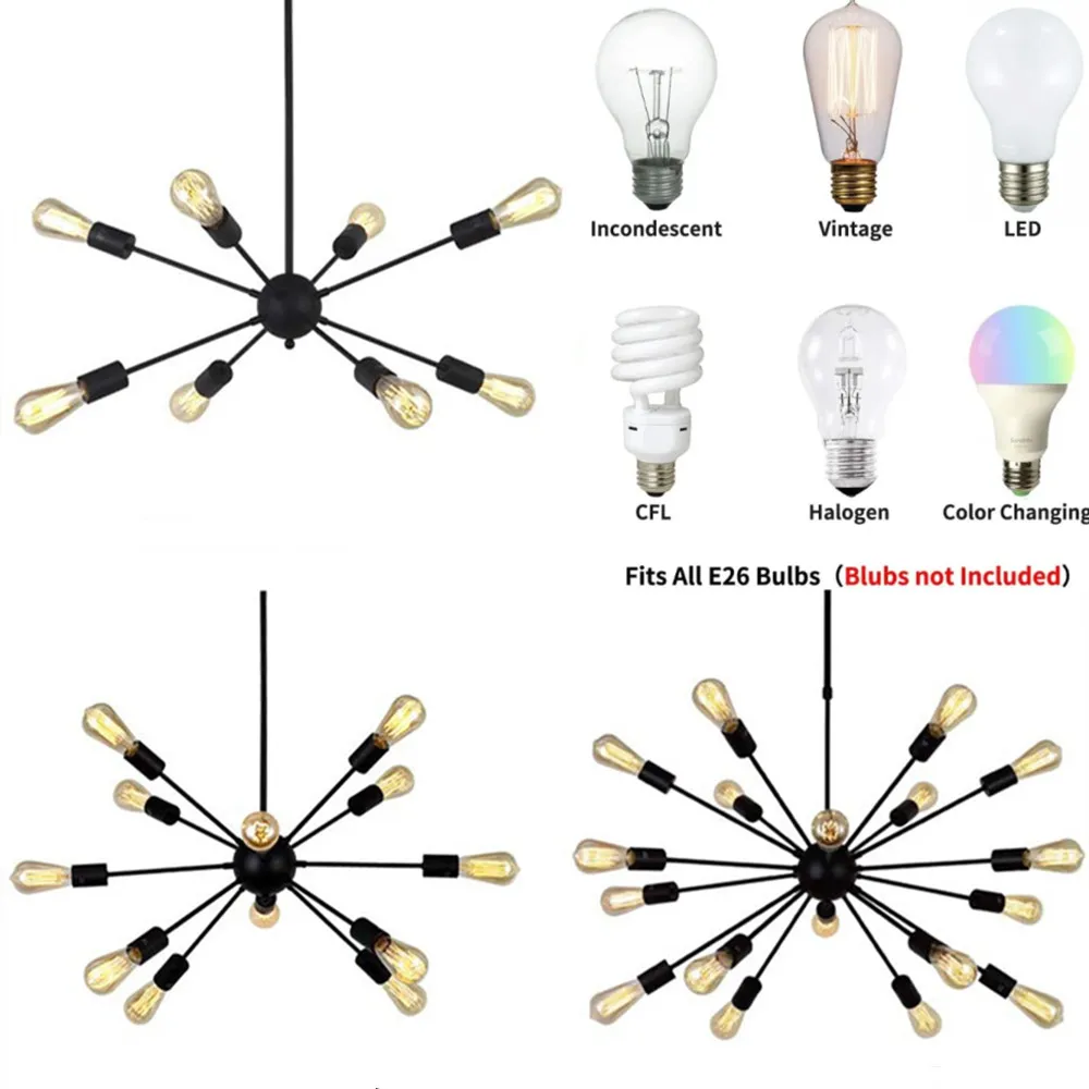 Modern Nordic Black/Gold Sputnik Chandeliers LED E26 Lamp Home Lighting Indoor Fixtures Not Included Bulbs For Living Room
Modern Nordic Black/Gold Sputnik Chandeliers LED E26 Lamp Home Lighting Indoor Fixtures Not Included Bulbs For Living Room