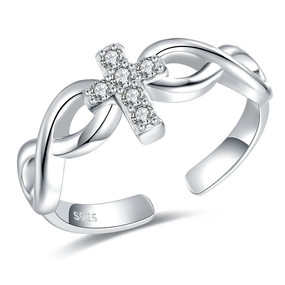 925 Sterling Silver Adjustable Double Infinity Cross Ring Open Christian Blessed Jesus Cross Ring for Women Girls Jewelry Gifts
925 Sterling Silver Adjustable Double Infinity Cross Ring Open Christian Blessed Jesus Cross Ring for Women Girls Jewelry Gifts