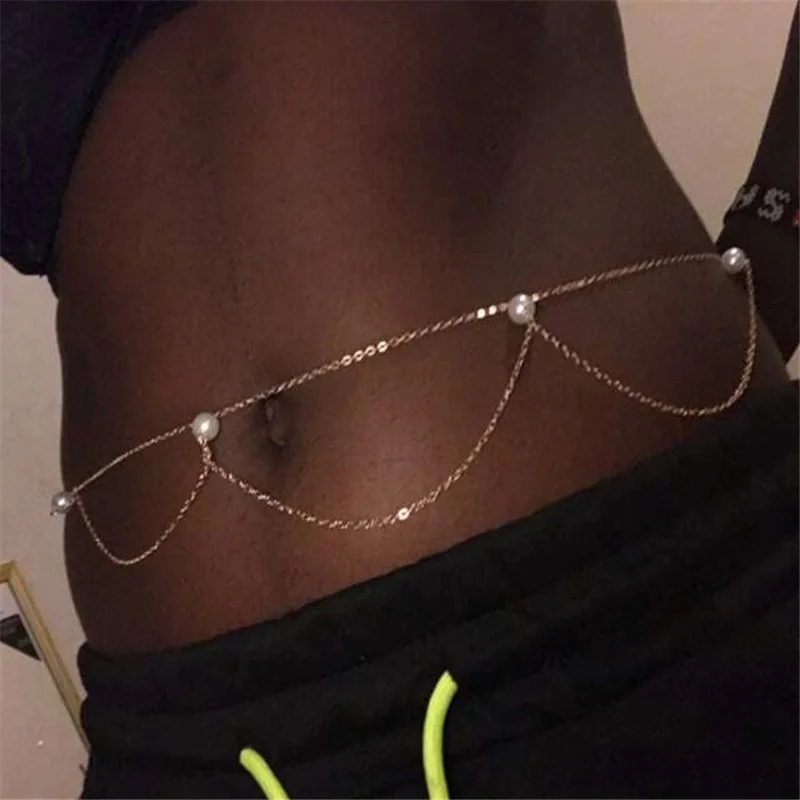 Trendy Popular Ladies Sexy Waist Chain Gold Silver Color Imitation Pearl Tassel Body Belly Chain Summer Bikini Jewelry For Women
Trendy Popular Ladies Sexy Waist Chain Gold Silver Color Imitation Pearl Tassel Body Belly Chain Summer Bikini Jewelry For Women