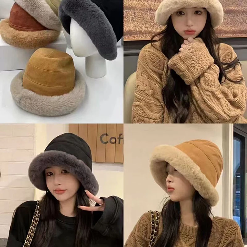 Winter Plus Velvet Lamb Hair Female Bucket Hat Street Shooting Casual Wide Brim Warm Plush Pot Hat for Internet Celebrities 
Winter Plus Velvet Lamb Hair Female Bucket Hat Street Shooting Casual Wide Brim Warm Plush Pot Hat for Internet Celebrities