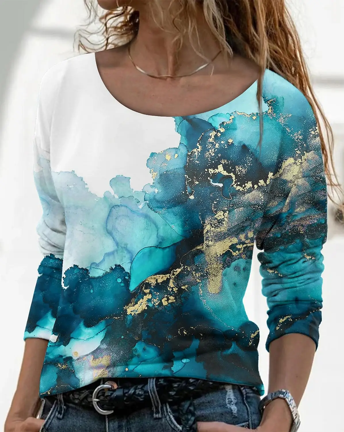 Loose Long Sleeve Breathable Woman Europe America Retro Sublimation Round Neck Printing Pattern Bottoming Top T-shirt
Loose Long Sleeve Breathable Woman Europe America Retro Sublimation Round Neck Printing Pattern Bottoming Top T-shirt