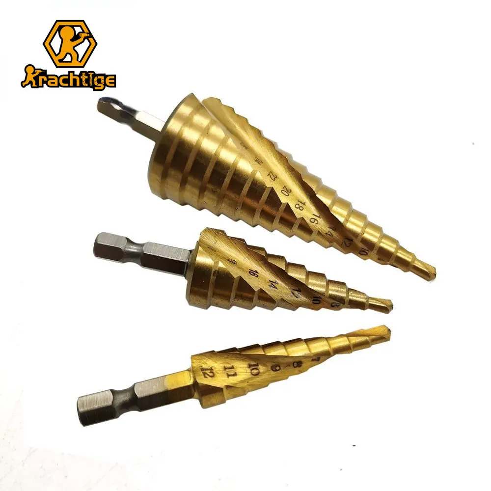 4-12mm 4-20mm 4-32mm HSS Groove Step Drill Bit Titanium Coated Metal Hole Cutter Core Drilling Tools Set for Woodworking
4-12mm 4-20mm 4-32mm HSS Groove Step Drill Bit Titanium Coated Metal Hole Cutter Core Drilling Tools Set for Woodworking