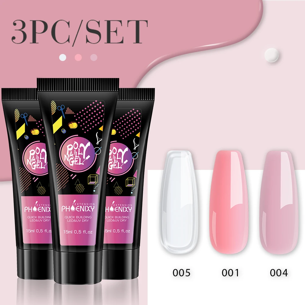 Phoenixy 15ml Poly Nail Gel Semi Permanent Acrylic Extension Crystal Poly UV Gel For Manicure 3/2pcs Fast Builder Hybrid Varnish
Phoenixy 15ml Poly Nail Gel Semi Permanent Acrylic Extension Crystal Poly UV Gel For Manicure 3/2pcs Fast Builder Hybrid Varnish