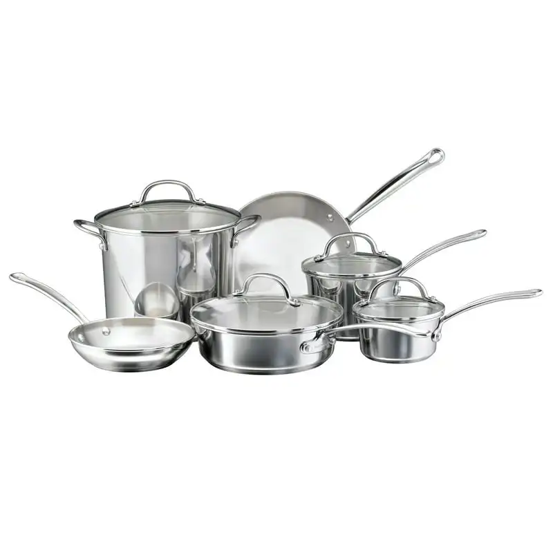 Stainless Steel Cookware Set, 10-Piece, Silver Round cake pan for baking Cooling rack Airfryer silicone basket Takoyaki pan Baki
Stainless Steel Cookware Set, 10-Piece, Silver Round cake pan for baking Cooling rack Airfryer silicone basket Takoyaki pan Baki