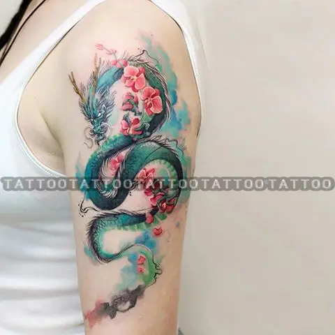 

Тату-наклейки с зеленым драконом на руку для мужчин, водостойкие временные татуировки в стиле панк, искусственная татуировка, милые художественные татуировки для фестиваля, hotwoman