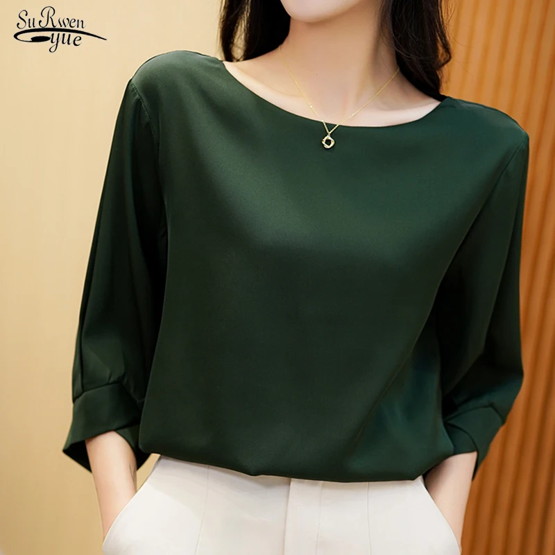 Повседневная атласная футболка, винтажная укороченная футболка с рукавом семь точек, элегантная рубашка из шелка тутового шелкопряда для ж...
Повседневная атласная футболка, винтажная укороченная футболка с рукавом семь точек, элегантная рубашка из шелка тутового шелкопряда для ж...