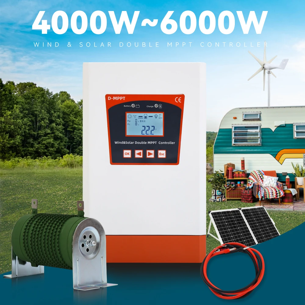Double MPPT Wind Energy Hybrid System Charge Solar Controller 6000W 12v 24v & 24v 48v Auto Regulator Home Use Windmill Generator
Double MPPT Wind Energy Hybrid System Charge Solar Controller 6000W 12v 24v & 24v 48v Auto Regulator Home Use Windmill Generator