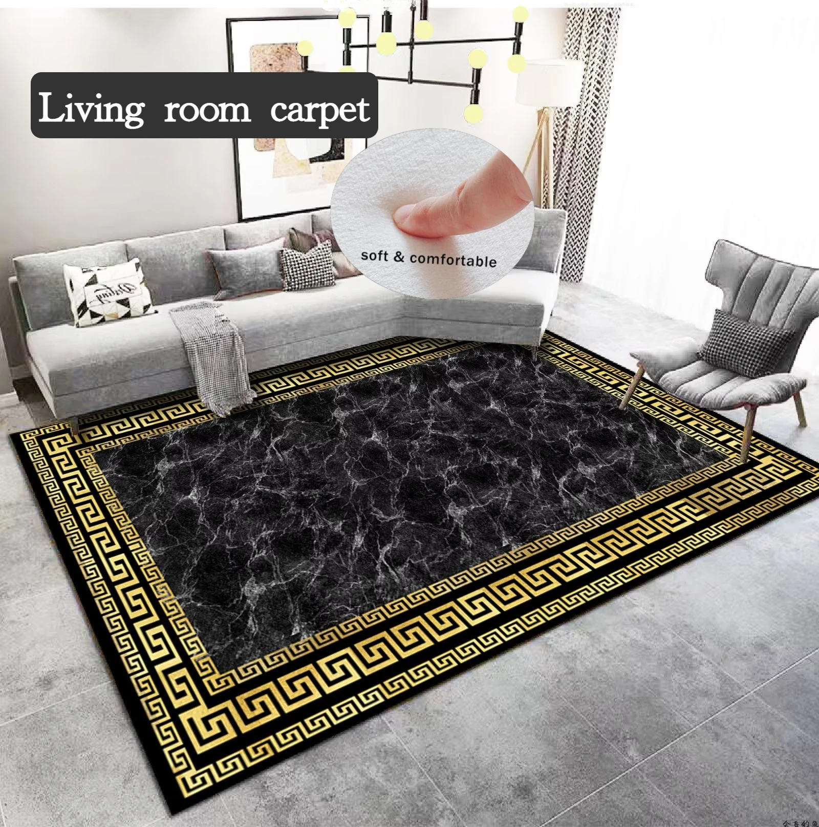 

Luxury Living Room Carpets Modern Decor Abstract Carpet Hotel Hall Large Area Rug Sofa Side Anti-slip Floor Mat Soft Washable