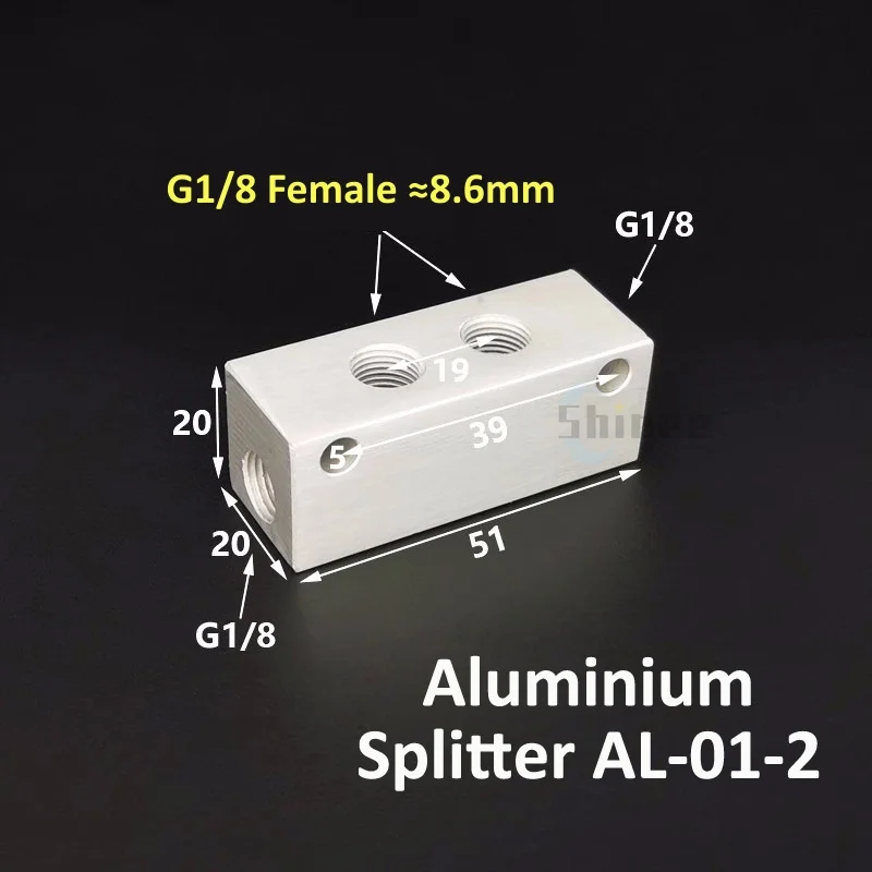 Алюминиевый пневматический разветвитель 1/8-1/4-1/2 дюйма 2-10 полосный