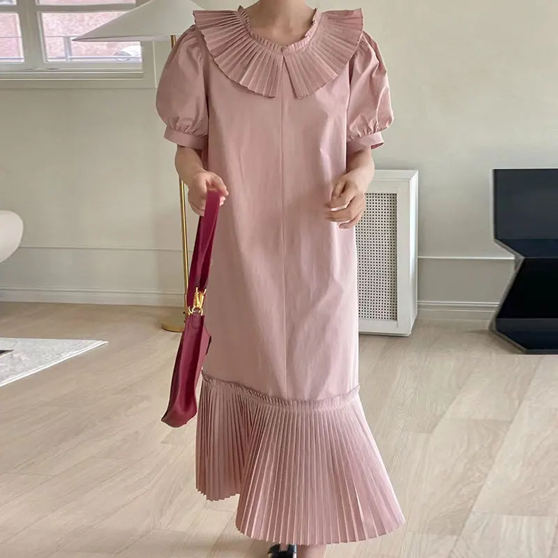 SuperAen 2022 летние однотонные простые свободные платья трапециевидной формы с круглым вырезом и пышными рукавами, со складками, повседневные п... 
SuperAen 2022 летние однотонные простые свободные платья трапециевидной формы с круглым вырезом и пышными рукавами, со складками, повседневные п...