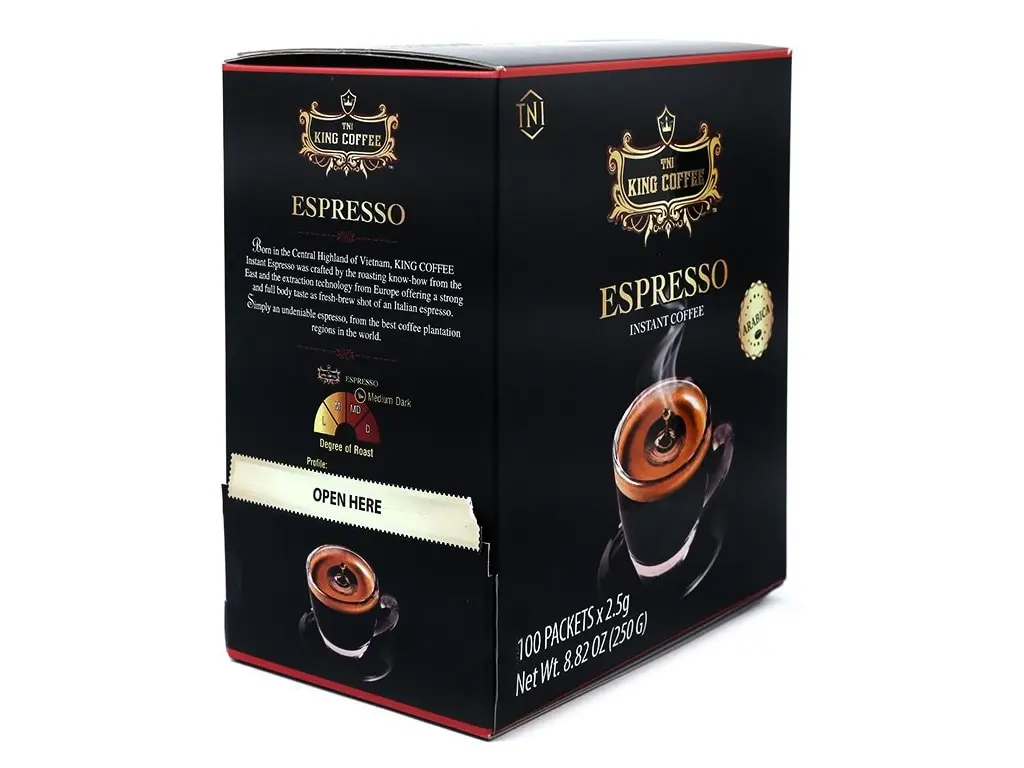 Вьетнамский растворимый черный кофе Espresso (King Coffee) 100 пак | Продукты