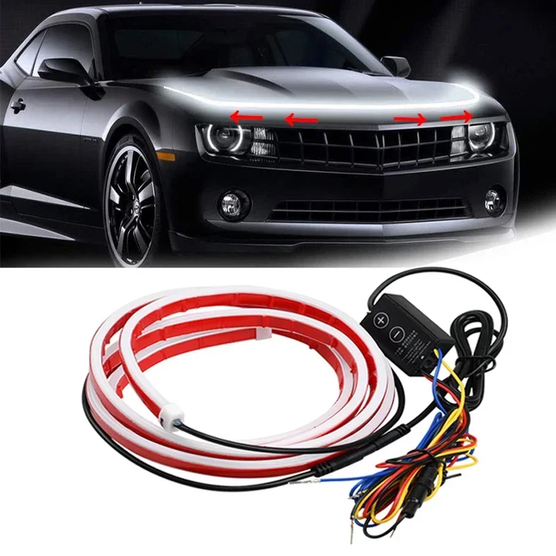 

Car Hood Light Strip Dynamic Daytime Running Light Start Scan Flexible DRL LED Decorative Light Atmosphere Lamp Waterproof Kit