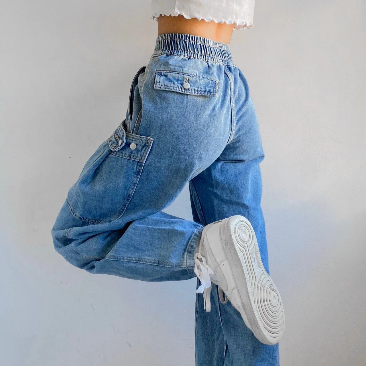 Goth Retro Pants Korean mom jeans Elastic Waist Wide Leg Cargo Denim Bottoms Loose Casual Jeans Women Big Pocket Y2K Oversize
Goth Retro Pants Korean mom jeans Elastic Waist Wide Leg Cargo Denim Bottoms Loose Casual Jeans Women Big Pocket Y2K Oversize
