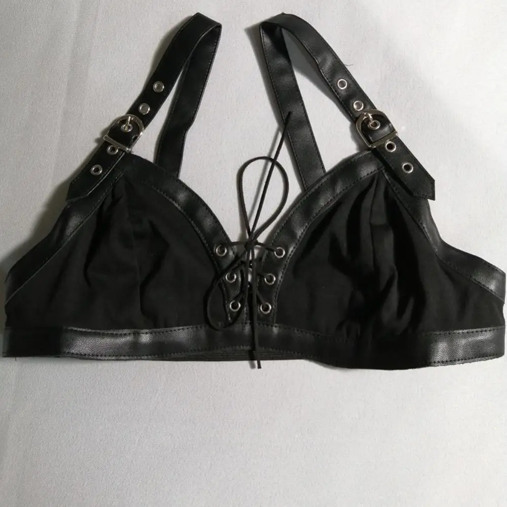 Gothic Style Sexy Women Bras Adjusted Straps Wire Free Bras Steampunk Faux Leather Cotton Bras No-Rim Bras Tops Femme Underwear
Gothic Style Sexy Women Bras Adjusted Straps Wire Free Bras Steampunk Faux Leather Cotton Bras No-Rim Bras Tops Femme Underwear