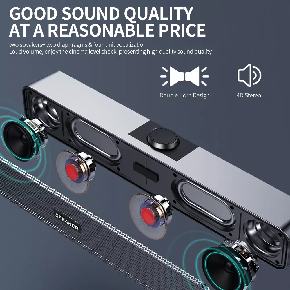 G20 BT Speaker High-fidelity Computer Audio Speaker Multifunctional 4D Stereo Loudspeaker Computer Desktop Speaker Black
G20 BT Speaker High-fidelity Computer Audio Speaker Multifunctional 4D Stereo Loudspeaker Computer Desktop Speaker Black