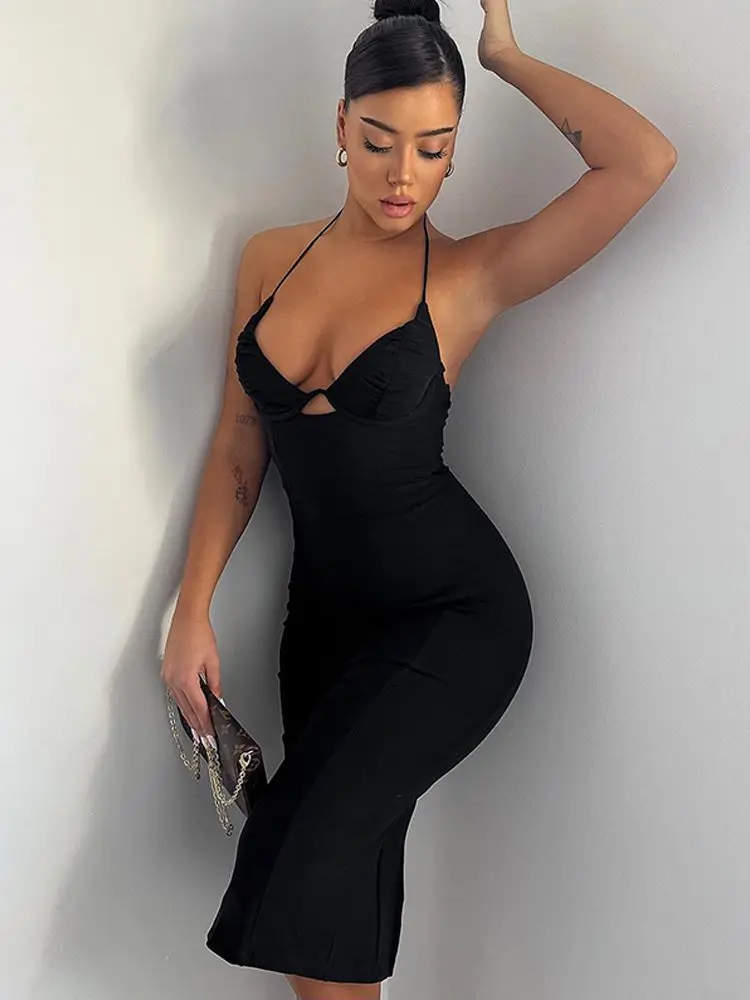 Sexy Cut Out Backless Black High Slip Midi Dress for Women Elegant Fashion Sleeveless Halter Lace Up White Club Party Dresses
Sexy Cut Out Backless Black High Slip Midi Dress for Women Elegant Fashion Sleeveless Halter Lace Up White Club Party Dresses