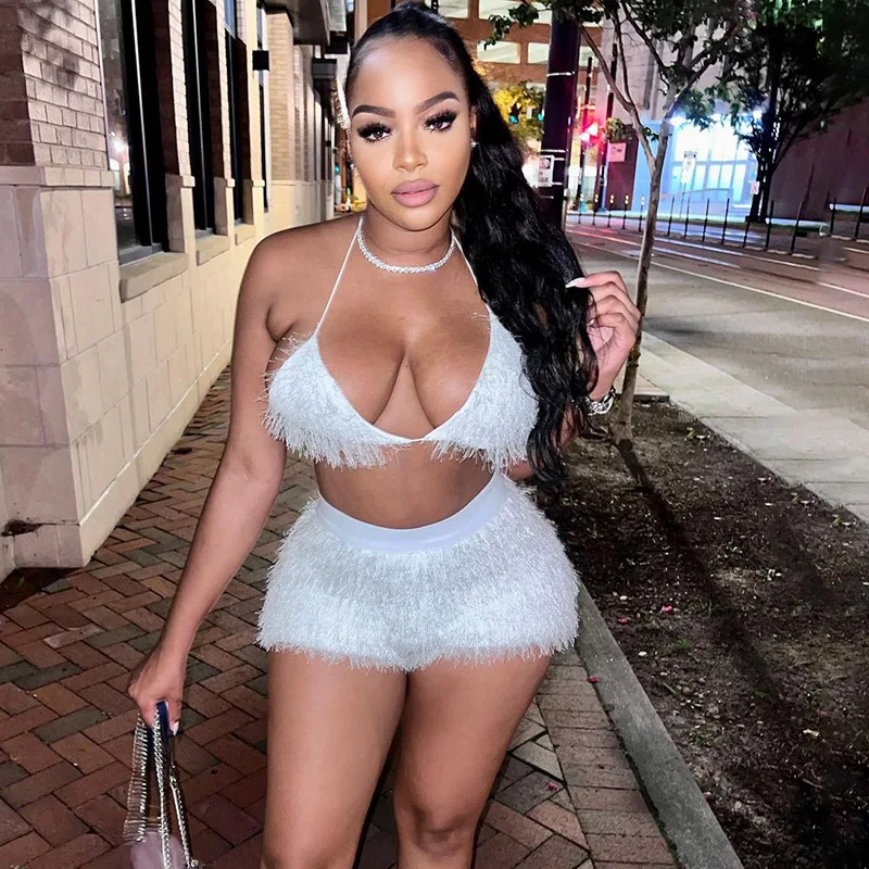 Fur Bikini Tops Shorts Two Piece Sets Women Sexy Luxury Nightclub Party Outfit Fashion Clothes Crop Top 2 Pieces Matching Set
Fur Bikini Tops Shorts Two Piece Sets Women Sexy Luxury Nightclub Party Outfit Fashion Clothes Crop Top 2 Pieces Matching Set