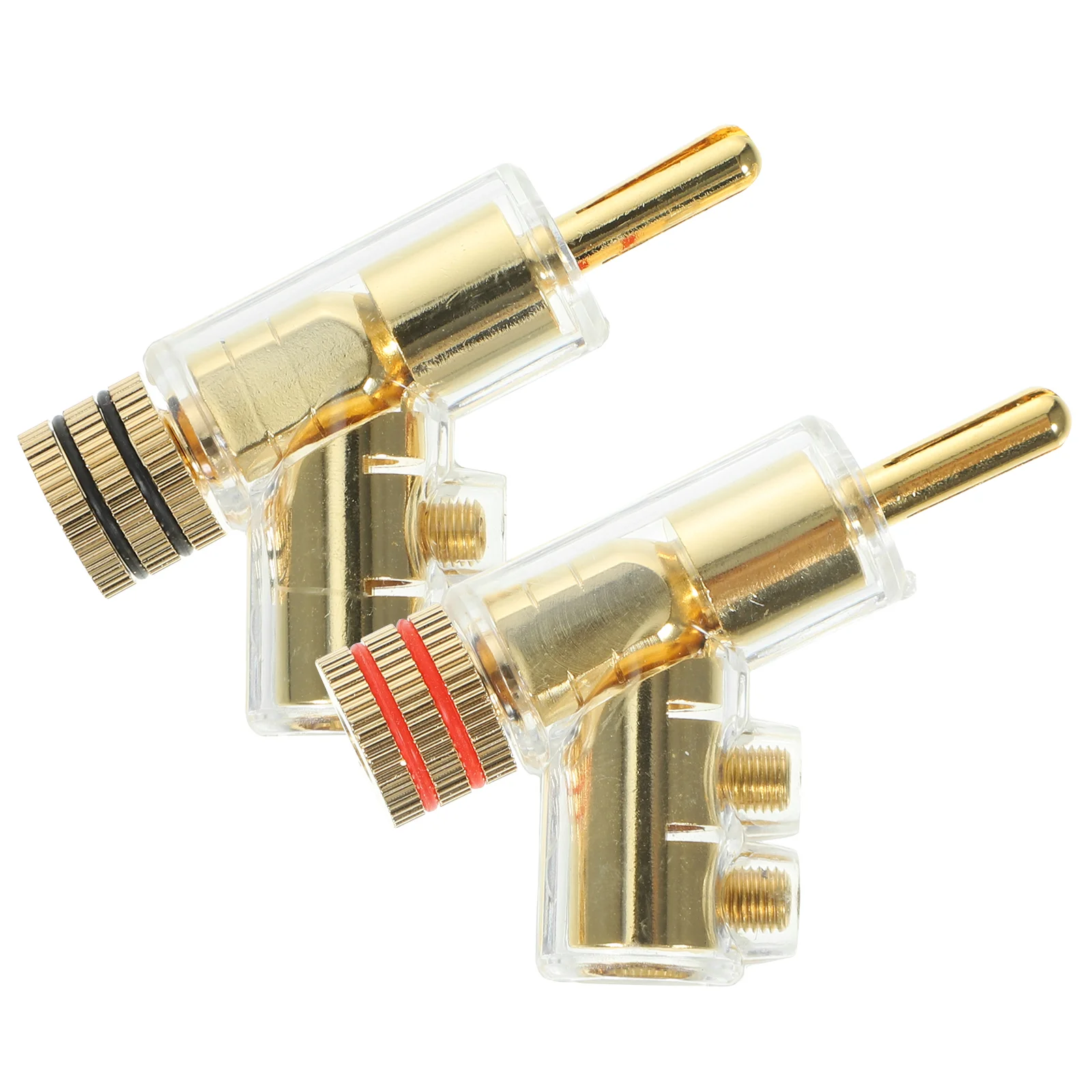 

2 Pcs Adapter Plug Terminal Amplifier Right Angle Banana Plugs Audio Receiver Solderless Speaker Zinc Alloy Sound Systems Video