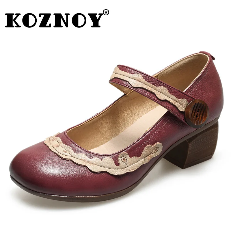 Koznoy 3cm Retro Genuine Leather Handmade Ethnic Round Toe Shallow Women Block Heel Spring Autumn Summer Ladies Big Size Shoes
Koznoy 3cm Retro Genuine Leather Handmade Ethnic Round Toe Shallow Women Block Heel Spring Autumn Summer Ladies Big Size Shoes