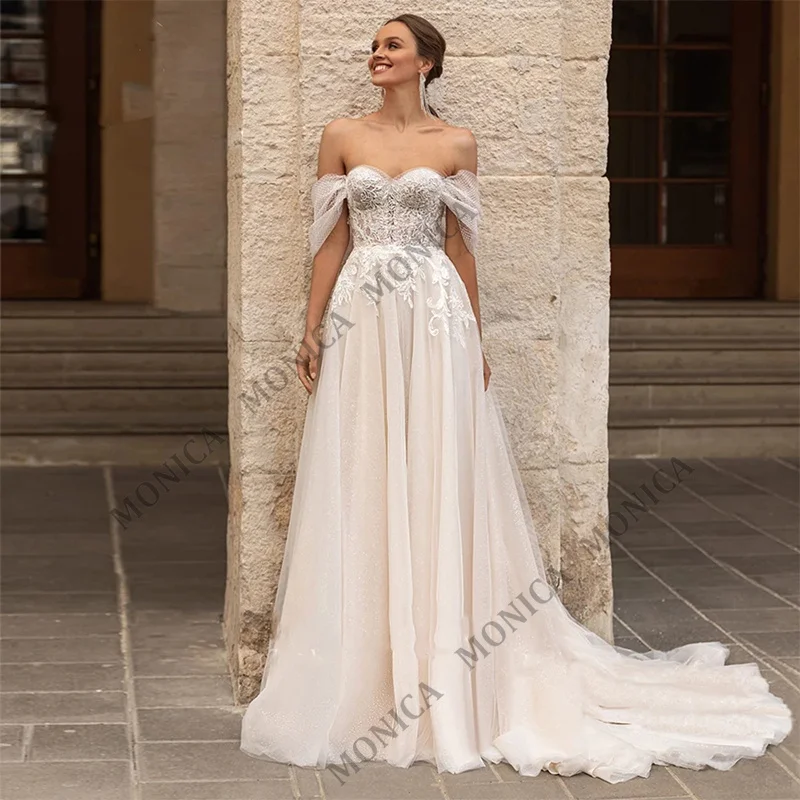 MONICA Classic Strapless Wedding Dress Off The Shoulder Appliqued Tulle Elegant Beachy Bridal Dress bestidos De Novia 2022 New
MONICA Classic Strapless Wedding Dress Off The Shoulder Appliqued Tulle Elegant Beachy Bridal Dress bestidos De Novia 2022 New
