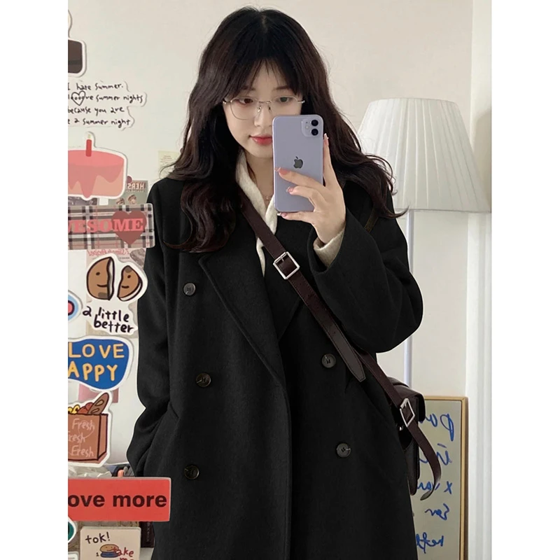 Women's Coat Women Outerwear Designer Elegant Fashion Sweet Korean Style Coat Girlish Personality Streetwear Black Coat
Women's Coat Women Outerwear Designer Elegant Fashion Sweet Korean Style Coat Girlish Personality Streetwear Black Coat