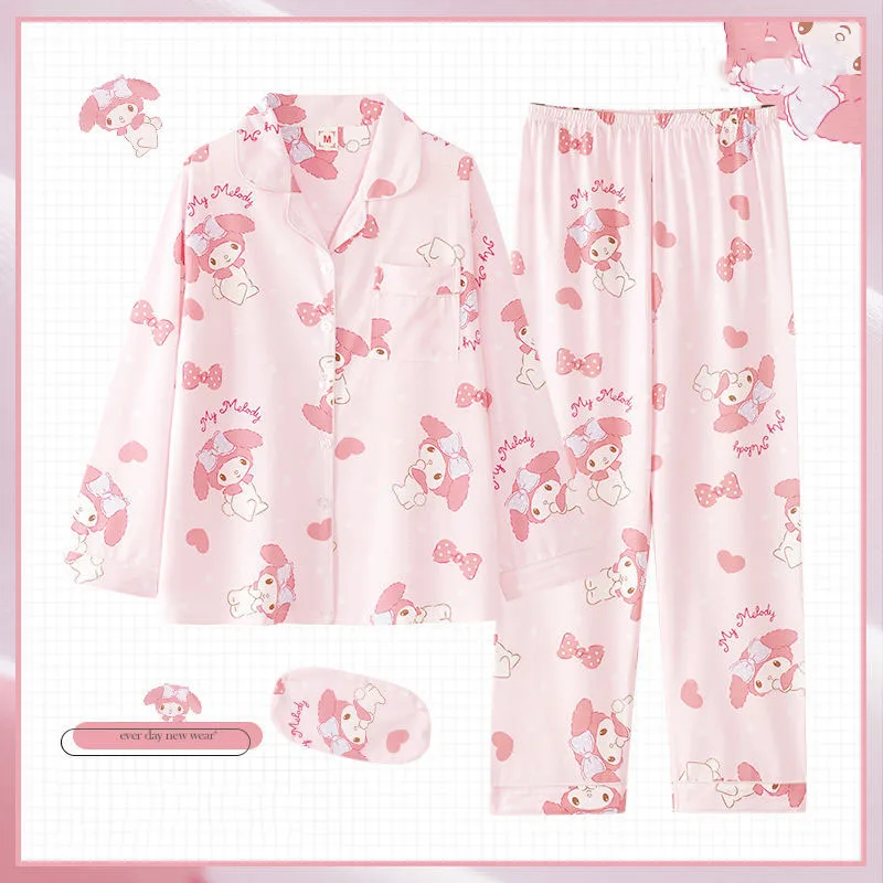 Kawaii Sanrio HelloKitty Mymelody Мультяшные пижамы для девушек милая и милая Студенческая хлопковая Осенняя Домашняя одежда с длинными рукавами
Kawaii Sanrio HelloKitty Mymelody Мультяшные пижамы для девушек милая и милая Студенческая хлопковая Осенняя Домашняя одежда с длинными рукавами