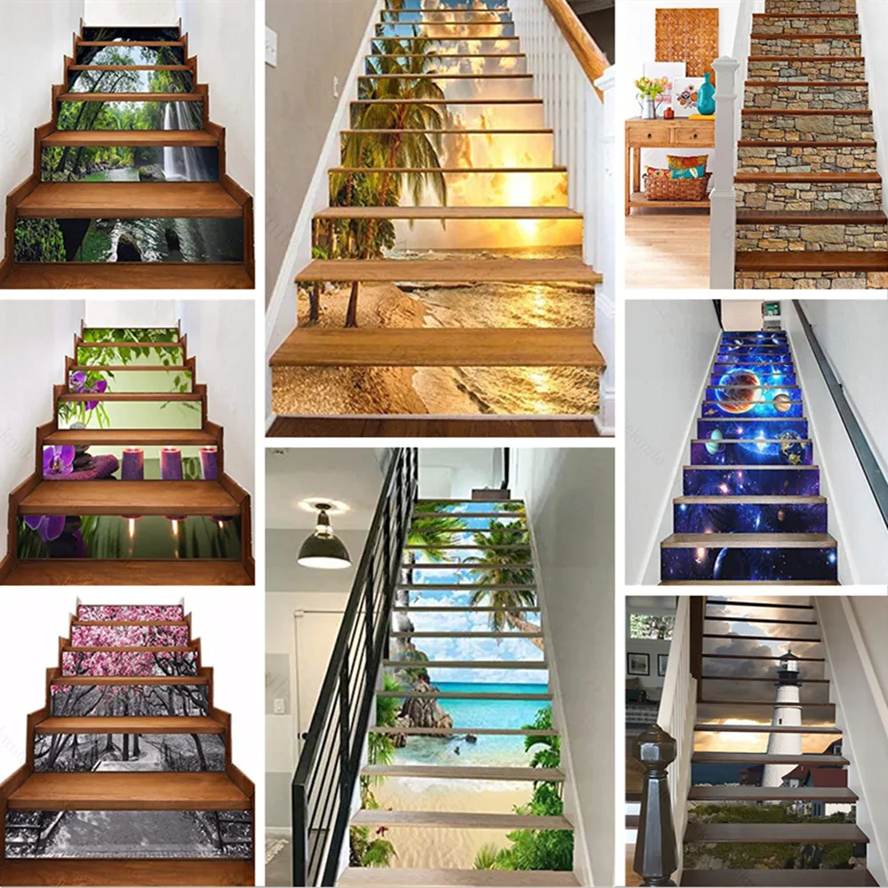 6/13pcs Self-adhesive Stair Sticker Landscape Planet Bookcase Vinyl Removable 3D Staircase Decor Bamboo Decals PVC Home Decor
6/13pcs Self-adhesive Stair Sticker Landscape Planet Bookcase Vinyl Removable 3D Staircase Decor Bamboo Decals PVC Home Decor