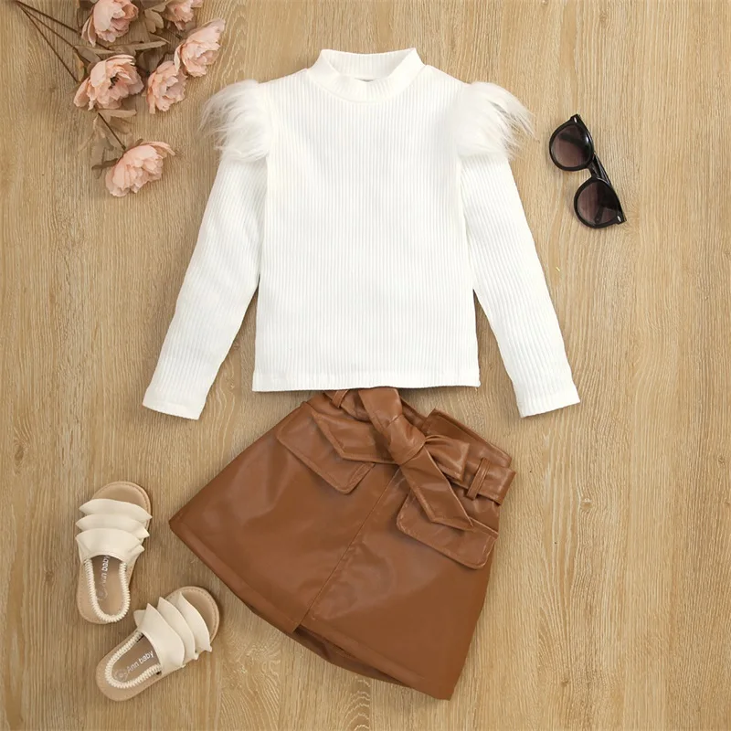 1-6T Kids Infant Baby Girls 2Pcs Casual Suit, Solid Color Long Sleeve Fluffy Hair Knitted Tops+Short PU Skirt with Belt
1-6T Kids Infant Baby Girls 2Pcs Casual Suit, Solid Color Long Sleeve Fluffy Hair Knitted Tops+Short PU Skirt with Belt
