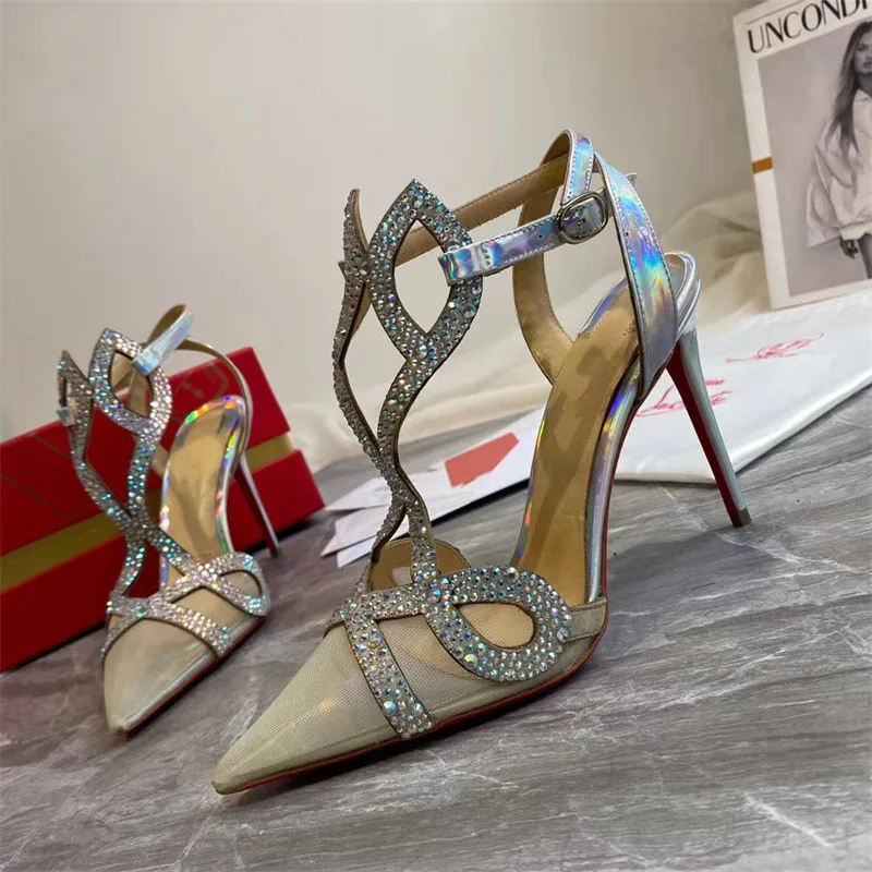 Yuerui Net Red Sequins Fashion Bow Mesh Patchwork Cross Ribbon Crystal Pointed High Heels Banquet Women's High Heel Sandals34-43
Yuerui Net Red Sequins Fashion Bow Mesh Patchwork Cross Ribbon Crystal Pointed High Heels Banquet Women's High Heel Sandals34-43