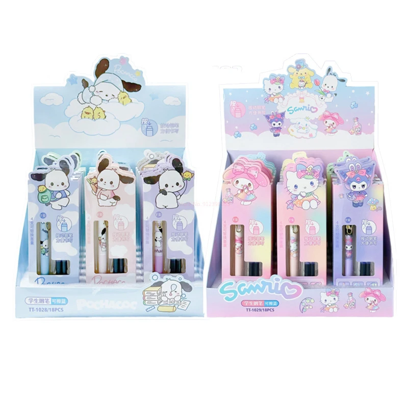 Ручка перьевая Sanrio 9/18 шт./комплект, гелевая ручка с чернильным чехлом для мультяшных учеников, синяя школьная канцелярия, офисные принадлежности для письма
Ручка перьевая Sanrio 9/18 шт./комплект, гелевая ручка с чернильным чехлом для мультяшных учеников, синяя школьная канцелярия, офисные принадлежности для письма