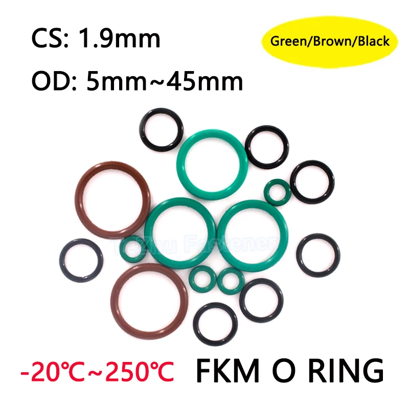 10/20pcs FKM Fluorine Rubber O Ring Oil Sealing Gasket CS 1.9mm OD 5mm-45mm O-Ring High Temperature Washer Green/Brown/Black
10/20pcs FKM Fluorine Rubber O Ring Oil Sealing Gasket CS 1.9mm OD 5mm-45mm O-Ring High Temperature Washer Green/Brown/Black