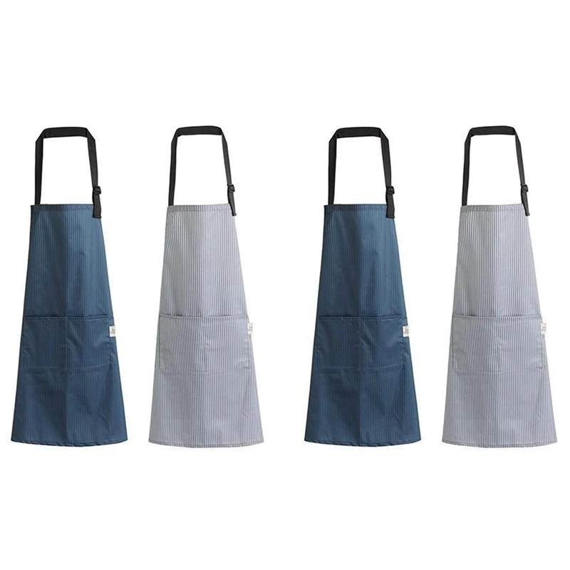 4 упаковки фартуков, регулируемый Фартук из ПВХ, кухонный водонепроницаемый фартук для готовки, фартук для шеф-повара с карманами