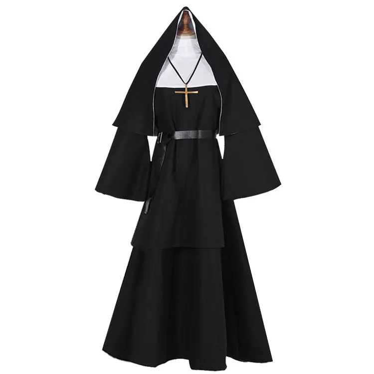 

The Nun Masks Horror Ghost Cosplay Costume Women Men Halloween Long Robes The Conjuring Black Outfit Role Play Fancy Dress