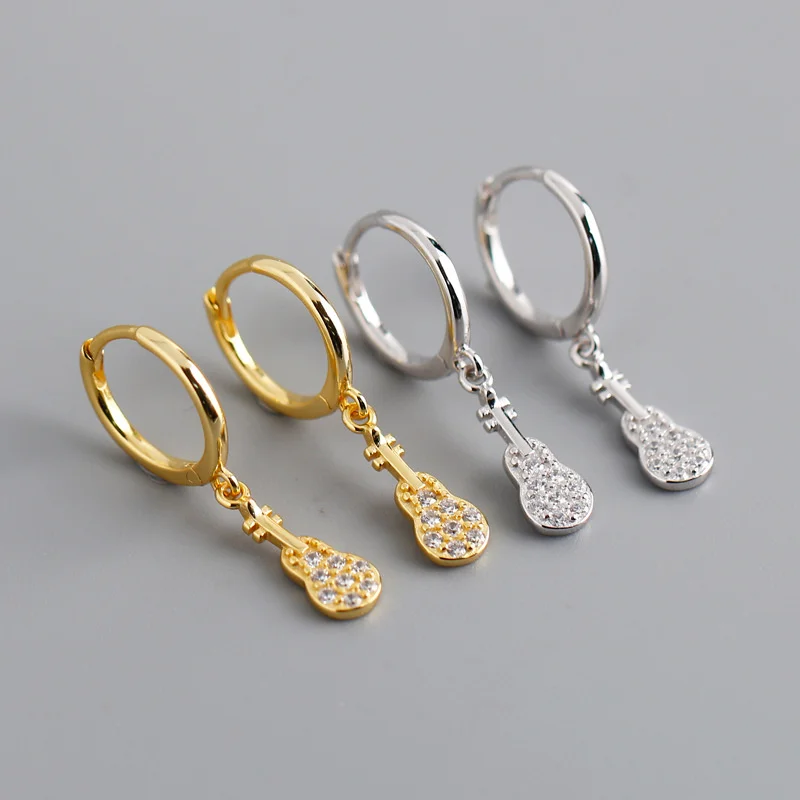 New S925 pure Tremella button, personalized trend, diamond zircon guitar earrings and earrings, female
New S925 pure Tremella button, personalized trend, diamond zircon guitar earrings and earrings, female