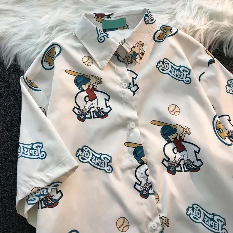 Hip Hop Cute Baseball Graffiti Button Up Shirt Preppy Students Unisex Casual Loose Blouses Tops Large 2XL Summer Korean Fashion
Hip Hop Cute Baseball Graffiti Button Up Shirt Preppy Students Unisex Casual Loose Blouses Tops Large 2XL Summer Korean Fashion