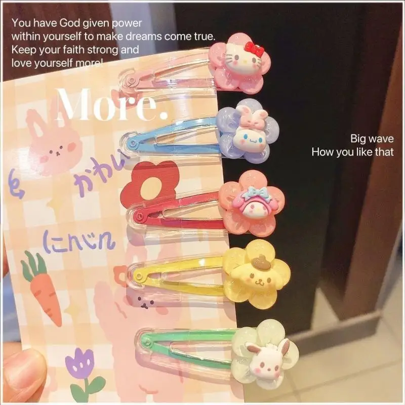 Kawaii My Melody Cinnamoroll Pochacco 5Pcs Flower Transparent Hair Clip Anime Sanrioed Girl Heart Children's Hair Accessories
Kawaii My Melody Cinnamoroll Pochacco 5Pcs Flower Transparent Hair Clip Anime Sanrioed Girl Heart Children's Hair Accessories