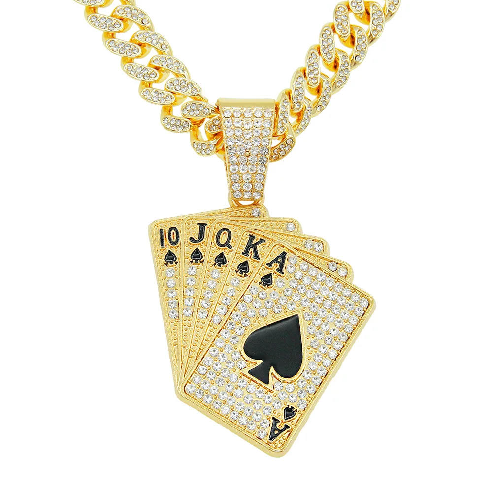 European And American Hip Hop Personality Diamond Poker Pendant Necklace Accessories Punk
European And American Hip Hop Personality Diamond Poker Pendant Necklace Accessories Punk