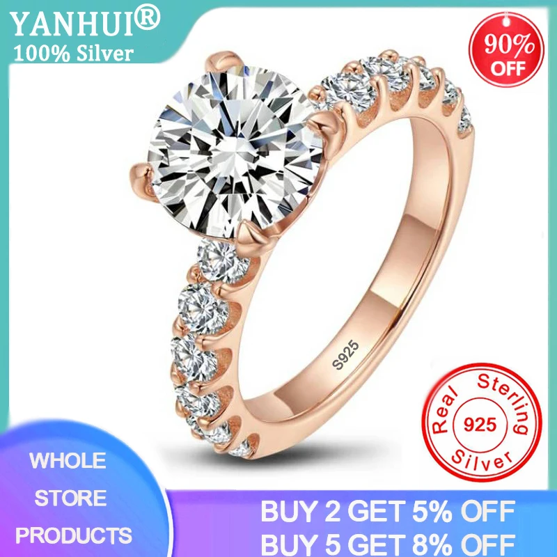 YANHUI With Certificate Fashion Rose Gold Color S925 Stamp Sterling Silver Ring White Crystal Zirconia Wedding Engagement Rings
YANHUI With Certificate Fashion Rose Gold Color S925 Stamp Sterling Silver Ring White Crystal Zirconia Wedding Engagement Rings