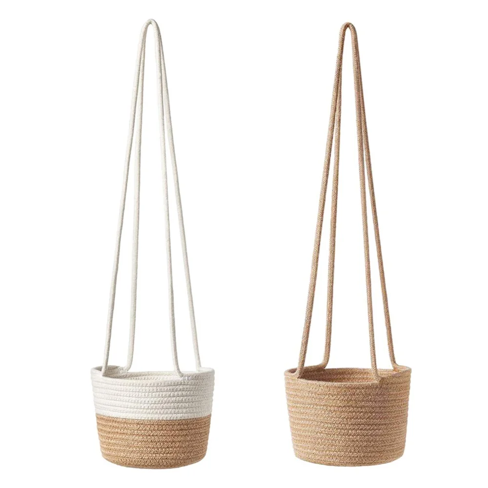 Handwoven Hanging Planter Plant Basket with Jute Cotton Cord Indoor Flower Pot Macrame Storage Organizer Home Decor
Handwoven Hanging Planter Plant Basket with Jute Cotton Cord Indoor Flower Pot Macrame Storage Organizer Home Decor