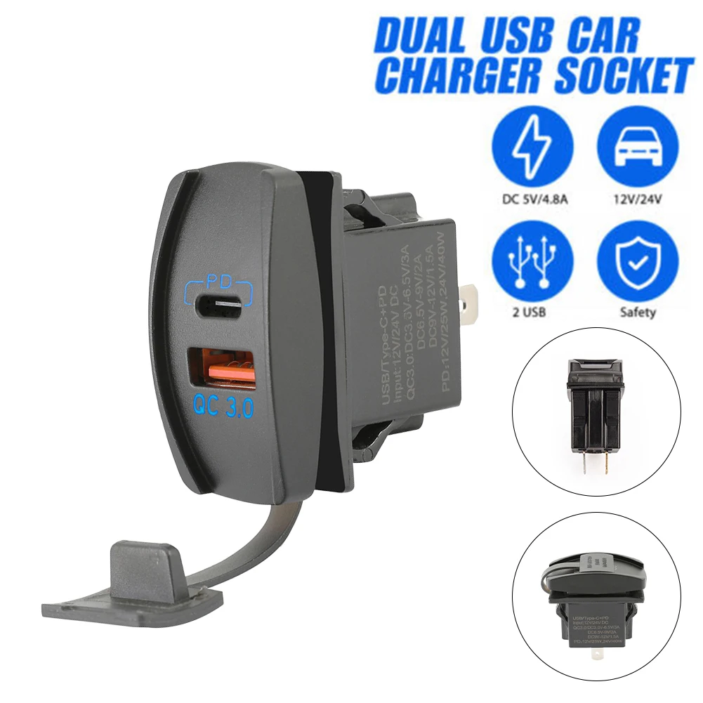 Accessories Dual USB Socket 4.2A Dual LED Power Socket PC QC3.0 Port Rocker Switch Rubber USB Charger Dustproof
Accessories Dual USB Socket 4.2A Dual LED Power Socket PC QC3.0 Port Rocker Switch Rubber USB Charger Dustproof