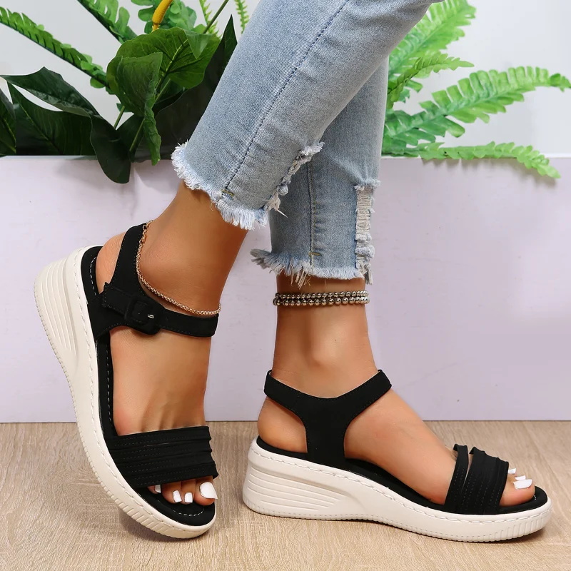 Women's Sandals New Summer Ladies Paltform Shoes Fashion Solid Wedges Non-slip Female Beach Buckle casual Sandalias De Mujer 42
Women's Sandals New Summer Ladies Paltform Shoes Fashion Solid Wedges Non-slip Female Beach Buckle casual Sandalias De Mujer 42