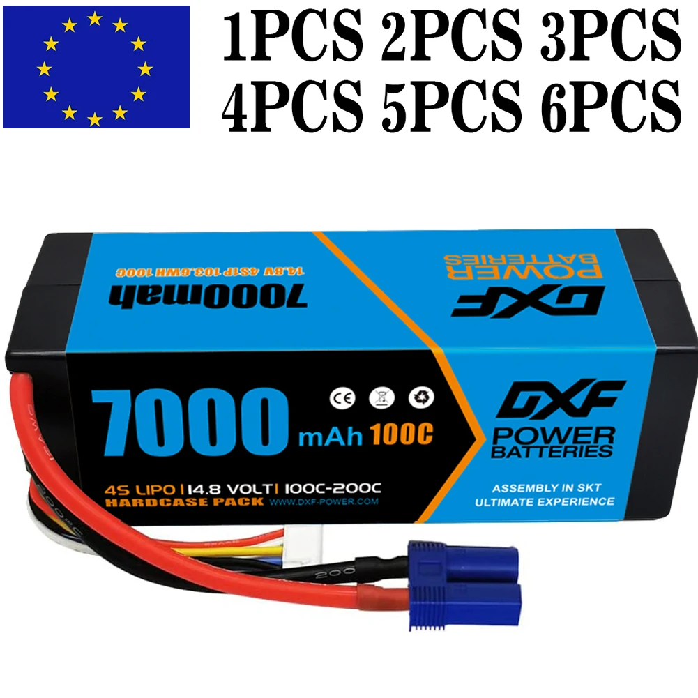 DXF 4S Lipo Battery 14.8V 100C 7000mAh Lipo Battery with EC5 Plug Hardcase Battery For RC Car Boat Truck Airplane UAV RACING
DXF 4S Lipo Battery 14.8V 100C 7000mAh Lipo Battery with EC5 Plug Hardcase Battery For RC Car Boat Truck Airplane UAV RACING
