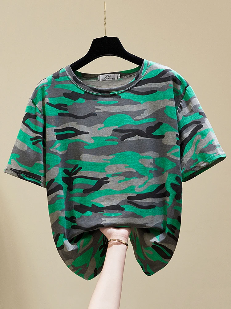 Camisetas Mujer Manga Corta Fashion Camouflage Print Cotton Tshirt Women Summer Top 2022 Casual Loose Tee Shirt Femme 
Camisetas Mujer Manga Corta Fashion Camouflage Print Cotton Tshirt Women Summer Top 2022 Casual Loose Tee Shirt Femme
