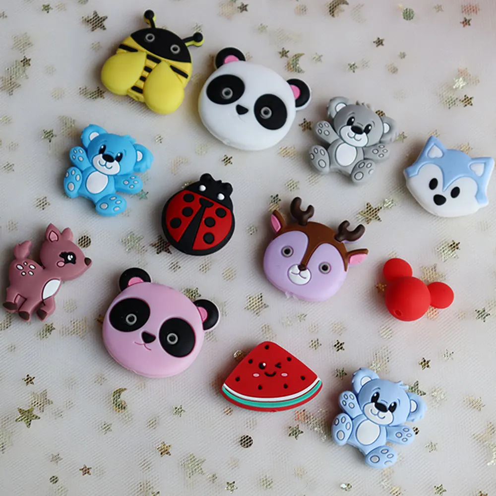 10Pcs Animal Perle Silicone Loose Beads Bear Panda Siliconen Kralen Beads For DIY Jewelry Making Teething Baby Toys Accessories
10Pcs Animal Perle Silicone Loose Beads Bear Panda Siliconen Kralen Beads For DIY Jewelry Making Teething Baby Toys Accessories