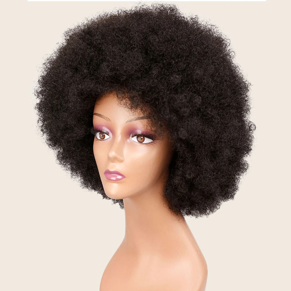 Synthetic Afro Wig Short Curly Hair Wigs with Bangs for Women Black Fluffy Kinky curly Hair Daily Party Wigs Women
Synthetic Afro Wig Short Curly Hair Wigs with Bangs for Women Black Fluffy Kinky curly Hair Daily Party Wigs Women