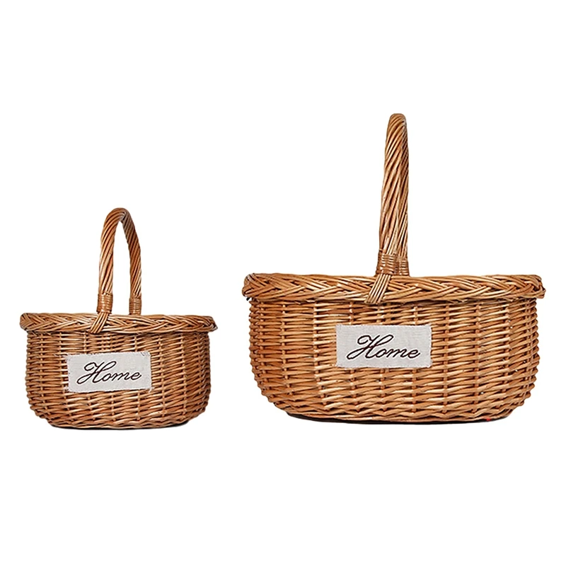 2 Pcs Rattan Storage Basket With Handle Fruit Basket For Kitchen Food Picnic Bread Sundry Container Fruit Storage,B & A
2 Pcs Rattan Storage Basket With Handle Fruit Basket For Kitchen Food Picnic Bread Sundry Container Fruit Storage,B & A